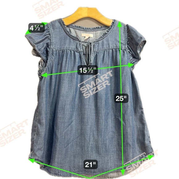 LC Lauren Conrad Chambray Ruffle Blouse - Picture 3 of 4